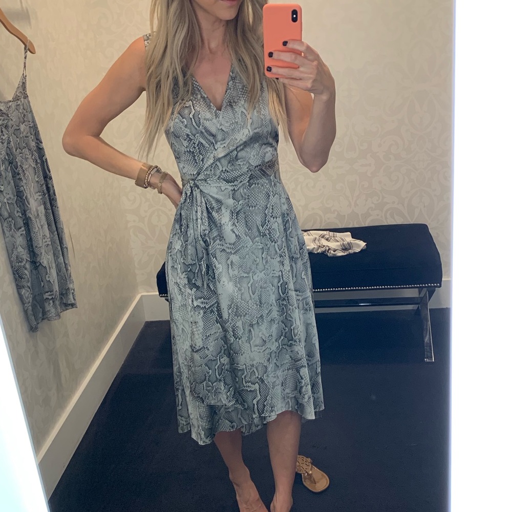 White House Black Market snake print wrap dress